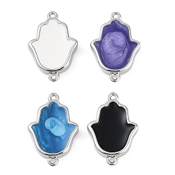 (52) Непрозрачная лаванда Стойка покрытие латунь эмаль религия хамса рука соединительные подвески, долговечный, без кадмия и без свинца, платина, разноцветные, 19x13x4 мм, отверстие : 1 мм