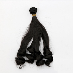 Black High Temperature Fiber Long Hair Short Wavy Hairstyles Doll Wig Hair, for DIY Girl BJD Makings Accessories, Black, 7.87~39.37 inch(20~100cm)
