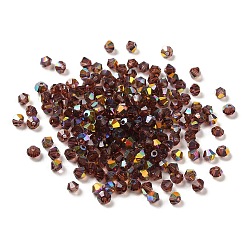 Coconut Brown Transparent Glass Beads, Faceted, Bicone, Coconut Brown, 3.5x3.5x3mm, Hole: 0.8mm, 720pcs/bag. 