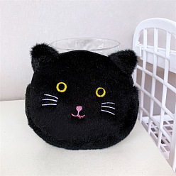 Black cat Cute Plush Coin Purse Bear Head Storage Bag for Coins and Earphones.