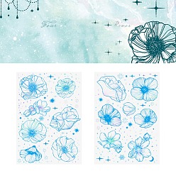 Flower Waterproof PET Sticker, Self-adhesion, for DIY Albums Diary, Laptop Decoration Cartoon Scrapbooking, Floral Pattern, 148x105mm