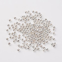 Серебро Spacer бисер железа, круглые, серебряный цвет гальваническим, 3 мм диаметром, толщиной 3 мм , отверстие : 1.2 мм