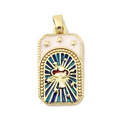 Белый Латунь эмаль подвески, прямоугольник с грибом, без свинца и без кадмия, долговечный, золотые, белые, 28.5x15.5x2.5 мм, отверстие : 5.5x3.5 мм