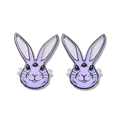 Rabbit Printed  Acrylic Pendants, Easter Theme, Rabbit Pattern, 42.5x31x2.5mm, Hole: 1.8mm