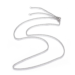 Stainless Steel Color Adjustable 304 Stainless Steel Slider Necklaces, with Rolo Chains and Slider Stopper Beads, Stainless Steel Color, 29.5 inch(75cm), 2mm