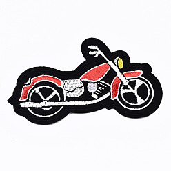 Colorful Motorbike Appliques, Computerized Embroidery Cloth Iron on/Sew on Patches, Costume Accessories, Colorful, 57x95x1mm