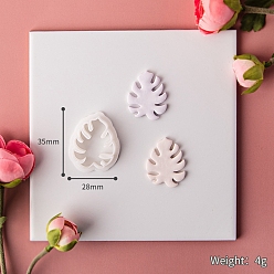 White Monstera Leaf Plastic Molds, Clay Cutters, Clay Modeling Tools, for Earring Making, White, 3.5x2.8x1.15cm