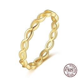 Настоящее золото 14K 925 стерлингового серебра кольца перста, кольцо бесконечности для женщин, пустое кольцо, с печатью s925, реальный 14 k позолоченный, 2.7 мм, размер США 8 (18.1 мм)