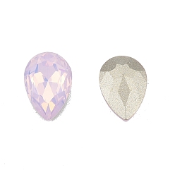 Light Rose K9 Glass Rhinestone Cabochons, Pointed Back & Back Plated, Faceted, Teardrop, Light Rose, 10x7x3.7mm
