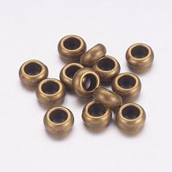 Antique Bronze Tibetan Style Alloy Beads, Cadmium Free & Nickel Free & Lead Free, Rondelle, Antique Bronze, 10x6mm, Hole: 5mm