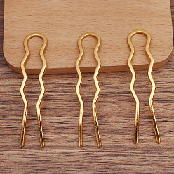 Oro Hallazgos de horquillas de pelo de aleación, accesorios para el cabello, pasador de onda en forma de u, dorado, 70x15x1 mm
