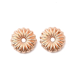 Розовое Золото Цветочные латунные бусины, долговечный, стойки покрытие, без свинца и без кадмия, розовое золото , 8x2 мм, отверстие : 1.2 мм