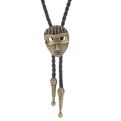 Smiling Face Colliers lariat avec pendentifs en alliage de bronze antique, cravate bolo, visage souriant, 39.37 pouce (100 cm)