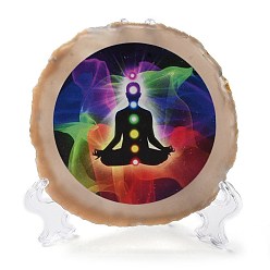 Human Печатный орнамент из кусочков натурального агата, декор для домашнего офиса на удачу, человек, 100~125x105~150x7.5~8 мм