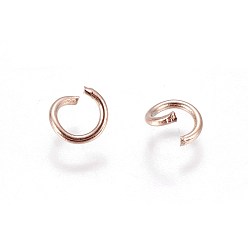 Rose Gold Ion Plating(IP) 304 Stainless Steel Open Jump Rings, Rose Gold, 20 Gauge, 5x0.8mm, Hole: 3.5mm