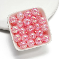 Pink Baking Painted Crackle Glass Beads, Round, Pink, 16mm, Hole: 2mm, 10pcs/bag