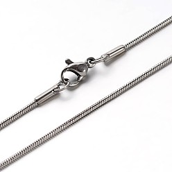 Stainless Steel Color 304 Stainless Steel Snake Chains Necklaces, with Lobster Clasps, Stainless Steel Color, 23.7 inch(60.2cm), 1.2mm