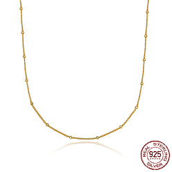 Real 18K Gold Plated 925 Sterling Silver Satellite Chains Necklaces, Real 18K Gold Plated, 15.75 inch(40cm)