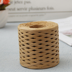 Peru Raffia Ribbon, Packing Paper String, Raffia Twine Paper Cords for Gift Wrapping and Weaving, Peru, 3~4mm, about 218.72 Yards(200m)/Roll