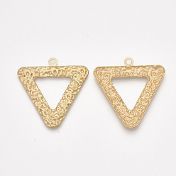 Matte Gold Color Smooth Surface Iron Pendants, Hammered, Triangle, Matte Gold Color, 40x40.5x2.5mm, Hole: 2.5mm