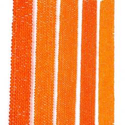 Темно-Оранжевый Стеклянные бусины, граненые, рондель, темно-оранжевый, 3.5~3.8x3 мм, отверстие : 0.4 мм, около 105~110 шт / нитка, 29~31 см