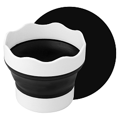 Black Silicone Portable Retractable Buckets, Paint Brush Tub, Paint Brush Cleaner, Watercolor Paint Basin, Black, 9.7x7.2x8cm
