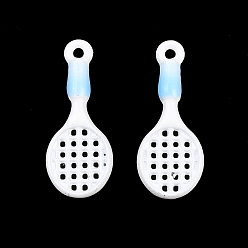 Небесно-голубой Подвески из эмали и сплава, стойки покрытие, прелести ракетки, окрашеные, без кадмия, без никеля и без свинца, голубой, 20x8x2.5 мм, отверстие : 1.2 мм
