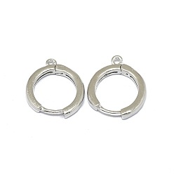 Platinum Brass Huggie Hoop Earring Findings, Long-Lasting Plated, Circle Ring, Platinum, 16.5x13.5x2mm, Hole: 1.2mm, Pin: 0.8mm