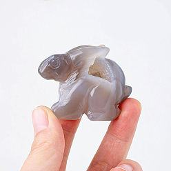 Natural Agate Natural Agate Rabbit Display Decorations, for Home Decoration, 50mm
