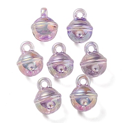Medium Purple UV Plating Rainbow Iridescent Transparent Acrylic Pendant, Bell Charms, Medium Purple, 20.5x15.5mm, Hole: 3.5mm