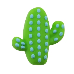 Lime Green Food Grade Eco-Friendly Silicone Focal Beads, Chewing Beads For Teethers, DIY Nursing Necklaces Making, Cactus, Lime Green, 25x23x8mm, Hole: 2mm