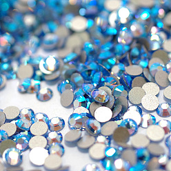 Light Sapphire Glass Flat Back Rhinestone, Grade A, Back Plated, Faceted, AB Color, Half Round, Light Sapphire, 3~3.2mm, about 1440pcs/bag