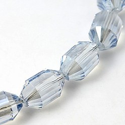 Light Steel Blue Electroplated Glass Beads, Rainbow Plated, Faceted, Lantern, Light Steel Blue, 16x10mm, Hole: 1mm