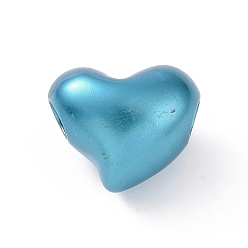 Bleu Ciel Foncé Perles européennes imitation plastique abs, Perles avec un grand trou   , cœur, bleu profond du ciel, 19.5x24x11.5mm, Trou: 5.4mm, environ155 pcs / 500 g