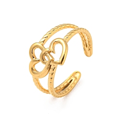 Heart 304 Stainless Steel Open Cuff Rings, Golden, Heart, US Size 8 3/4(18.7mm)