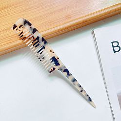 Leopard Print Marble Texture Anti-Static Hair Comb with Acetate Tail for European and American Hairstyles
