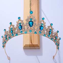 Небесно-голубой Корона невесты, европейское свадебное платье, головной убор, подарок на день рождения для взрослых, хрустальная корона, аксессуар для волос, голубой