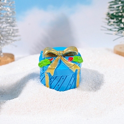 Deep Sky Blue Christmas Resin Gift Box Ornaments, Micro Landscape Home Accessories, Pretending Prop Decorations, Deep Sky Blue, 27x23mm