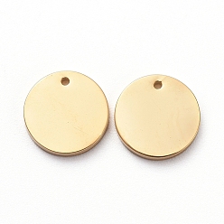 Golden Vacuum Plating 304 Stainless Steel Stamping Blank Tag Charms, Manual Polishing, Flat Round, Golden, 8x1mm, Hole: 0.7mm