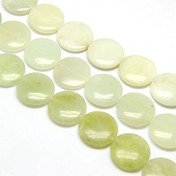Other Jade Natural Flat Round Xiuyan Jade Beads Strands, 25x7mm, Hole: 1mm, about 16pcs/strand, 15.74 inch