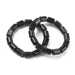 Silver Sheen Obsidian Колонна из натуральных серебристых бусин обсидиана, эластичные браслеты для женщин и мужчин., внутренний диаметр: 2.17 дюйм (5.5 см)
