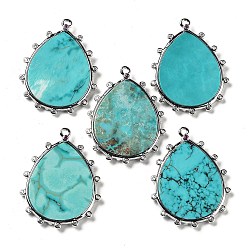 Говлит Подвески, окрашенные натуральным говлитом, покрытие стойки платинового цвета, латунь, прозрачные подвески-капли из кубического циркония, 30.5x23.5x2 мм, отверстие : 1.4 мм