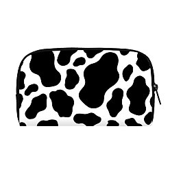 Black Cow Print Polyester Wallets with Zipper, for Women's Bags, Rectangle, Black, 19x11x2cm