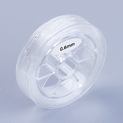 Прозрачный Круглая японская эластичная хрустальная нить, эластичная нить для бисера, для изготовления эластичного браслета, прозрачные, 0.6 мм, около 16.4 ярдов (15 м) / рулон