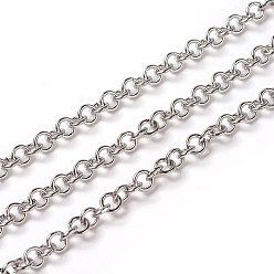 Stainless Steel Color 304 Stainless Steel Rolo Chains, Belcher Chain, with Spool, Unwelded, Stainless Steel Color, 5x1mm, about 32.8 Feet(10m)/roll