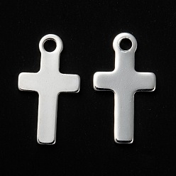 Серебро 201 прелести нержавеющей стали, крестик, серебряные, 14.5x8x0.8 мм, отверстие : 1.4 мм