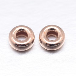 Real Rose Gold Plated Real Rose Gold Plated Flat Round 925 Sterling Silver Spacer Beads, 3.5x1.5mm, Hole: 1.2mm, about 384pcs/20g