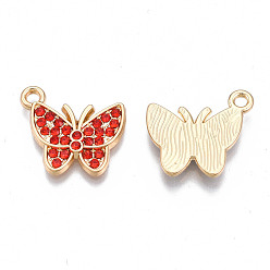 Сиамский Подвески из сплава , со стразами, без кадмия, без никеля и без свинца, бабочки прелести, золотой свет, Сиам, 15x17x2.5 мм, отверстие : 1.6 мм