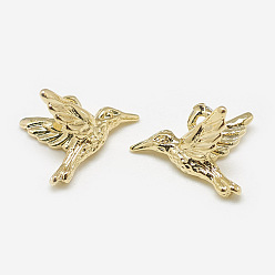 Real 18K Gold Plated Brass Charms, Birds, Real 18K Gold Plated, 8x11x7mm, Hole: 1mm