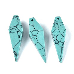 Synthetic Turquoise Synthetic Turquoise Pendants, Arrowhead Charms, 42~44x12~13.5x12~13.5mm, Hole: 1.2~1.6mm